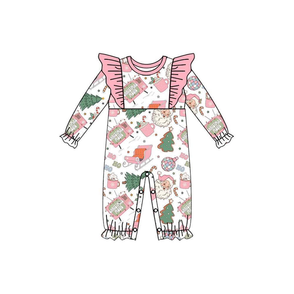 Pre-order Baby Girl Infant Pink Christmas Santa Ruffle Romper