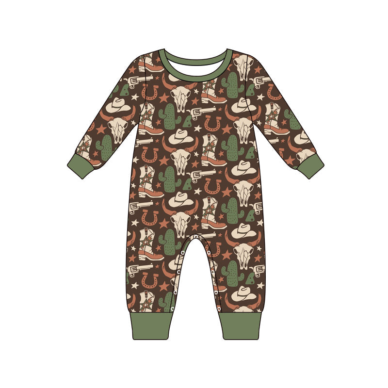 Pre-order Baby Boy Infant Long Sleeves Cow Boots Western Romper