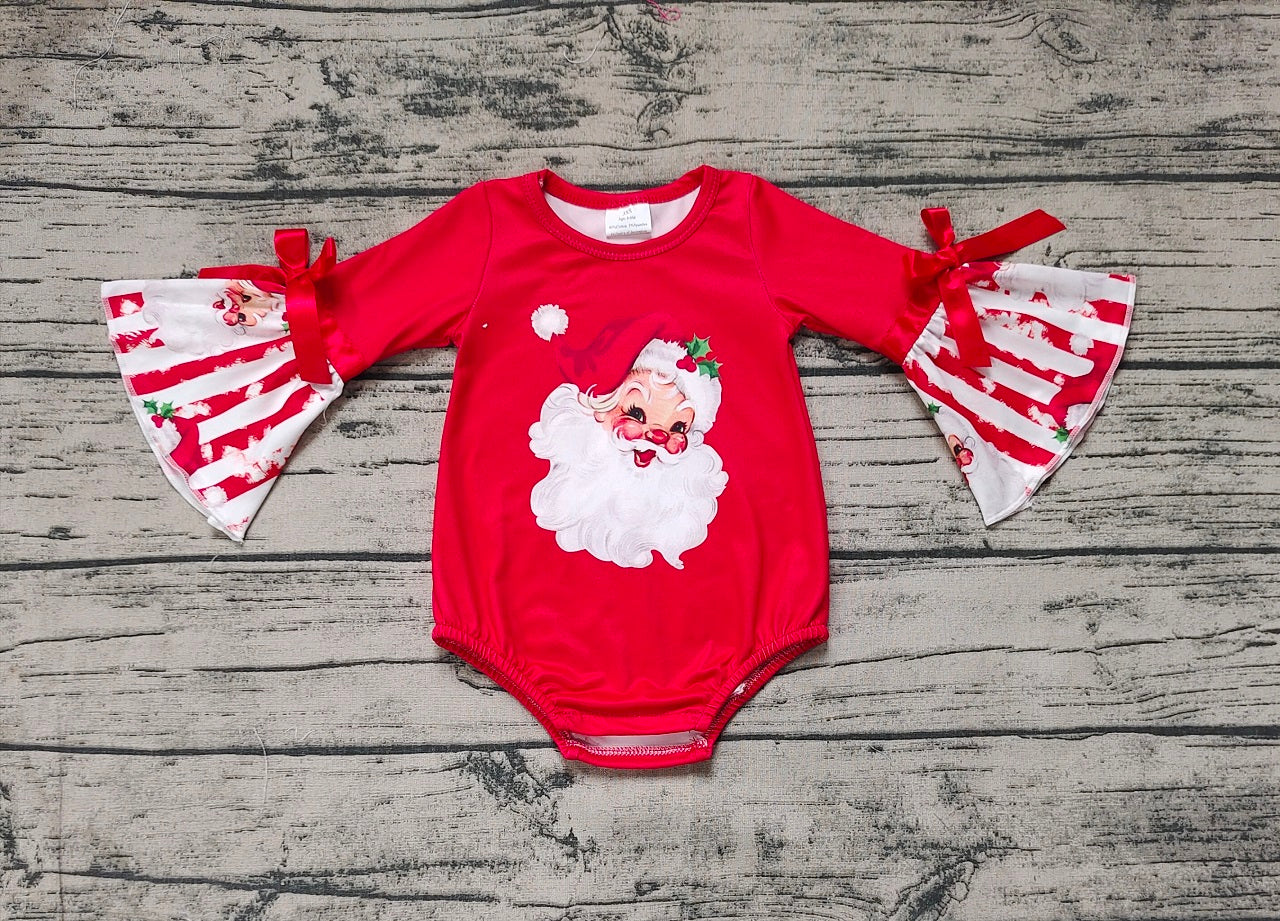 Baby Girl Infant Long Sleeves Christmas Santa Bubble Romper