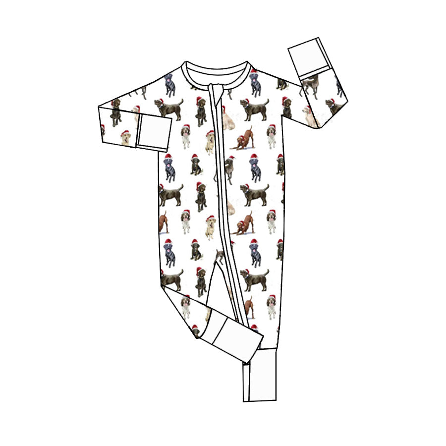 Pre-order Baby Boy Infant Long Sleeves Christmas Dogs Zipper Romper