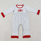 Baby Boy Girl Long Sleeves Embroidery Hearts Valentines Stripes Sibling Romper Dress Clothes Set