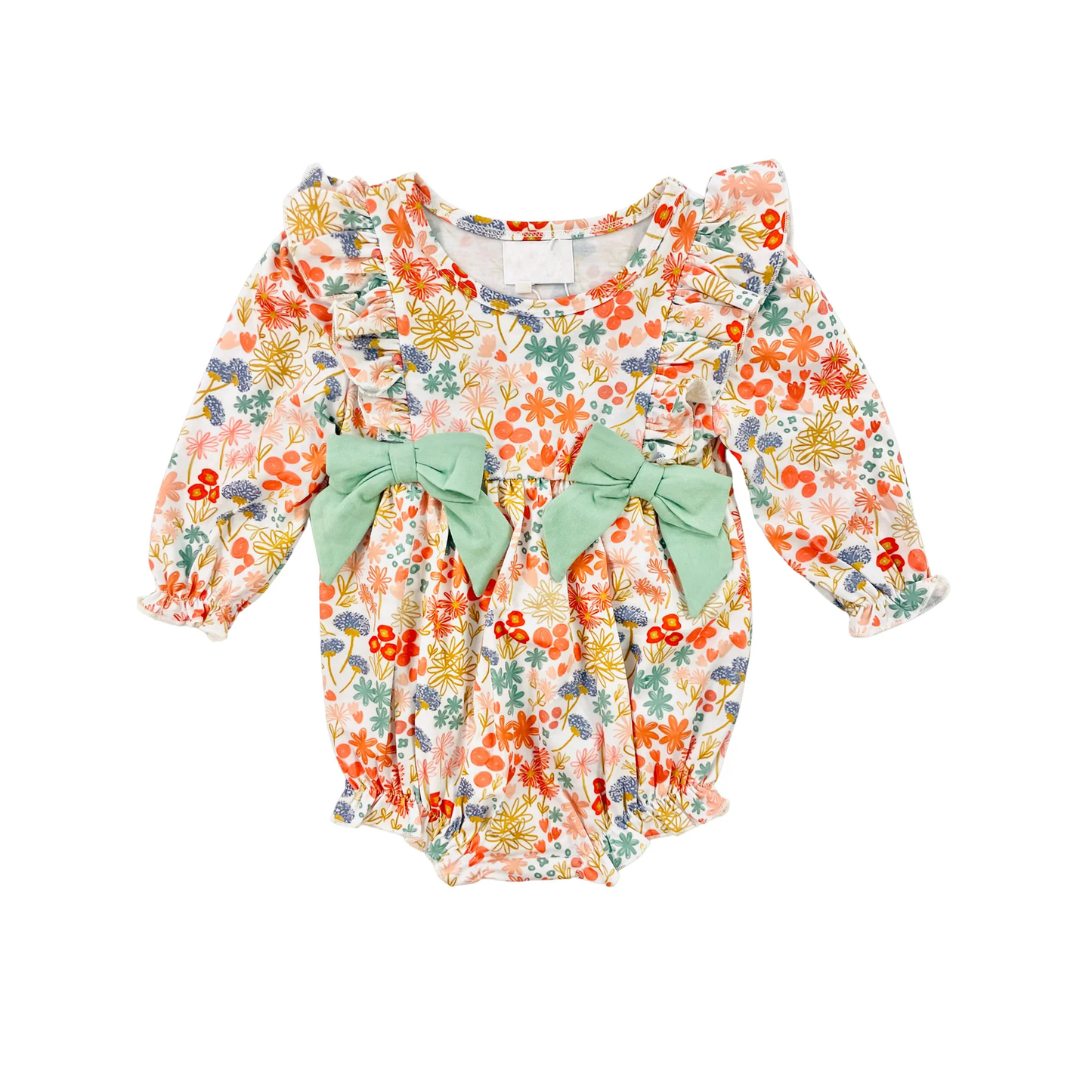 Pre-order Baby Girl Infant Long Sleeves Floral Bubble Romper