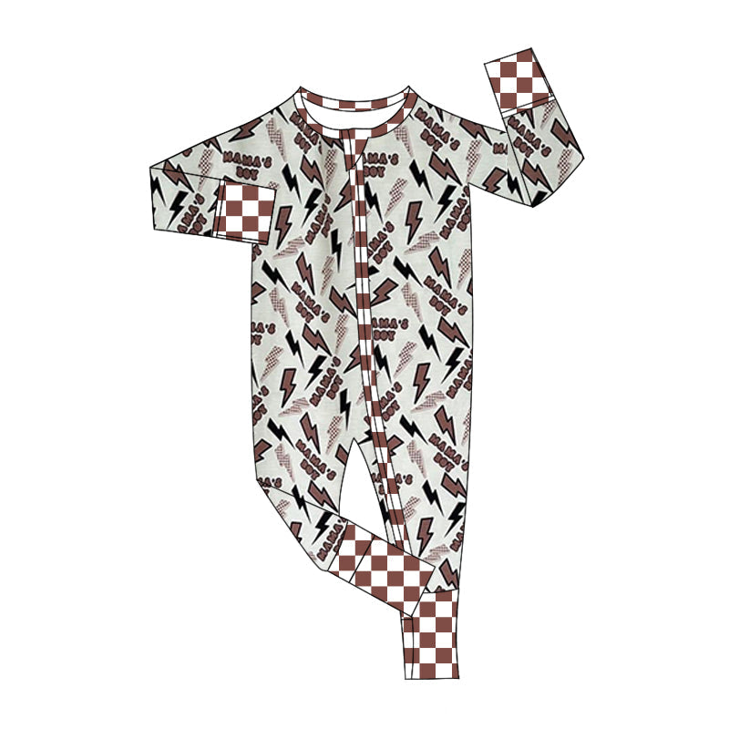 Pre-order Baby Kids Infant Long Sleeves Mama's Boy Zipper Romper