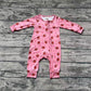 Baby Girl Infant Long Sleeves Football Pink Zipper Romper