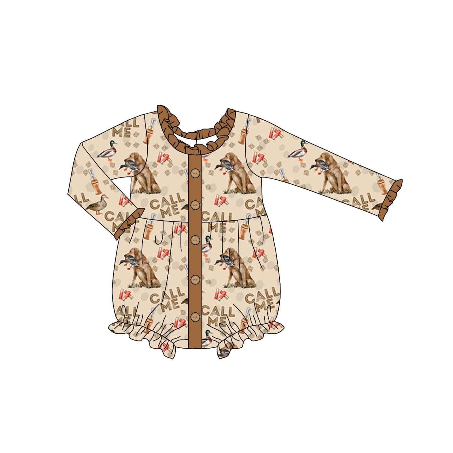 Pre-order Baby Girl Infant Duck Dog Hunting Bubble Romper