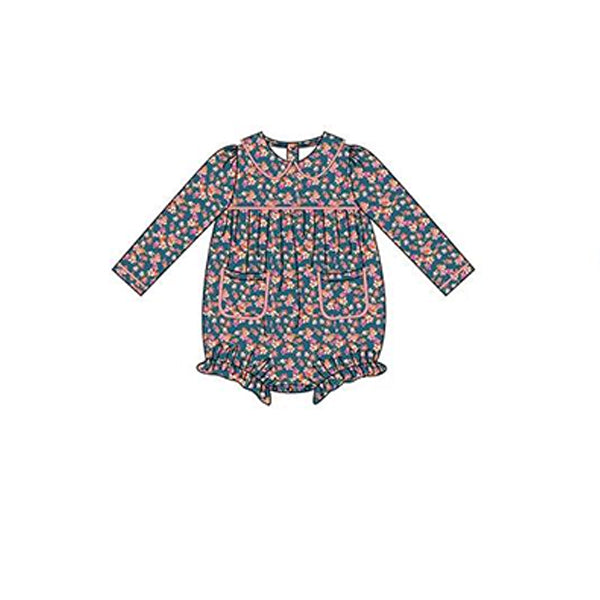 Pre-order Baby Girl Long Sleeves Flower Bubble Romper