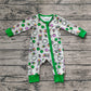 Baby Boy Infant Long Sleeves Mardi Gras Zipper Green Romper