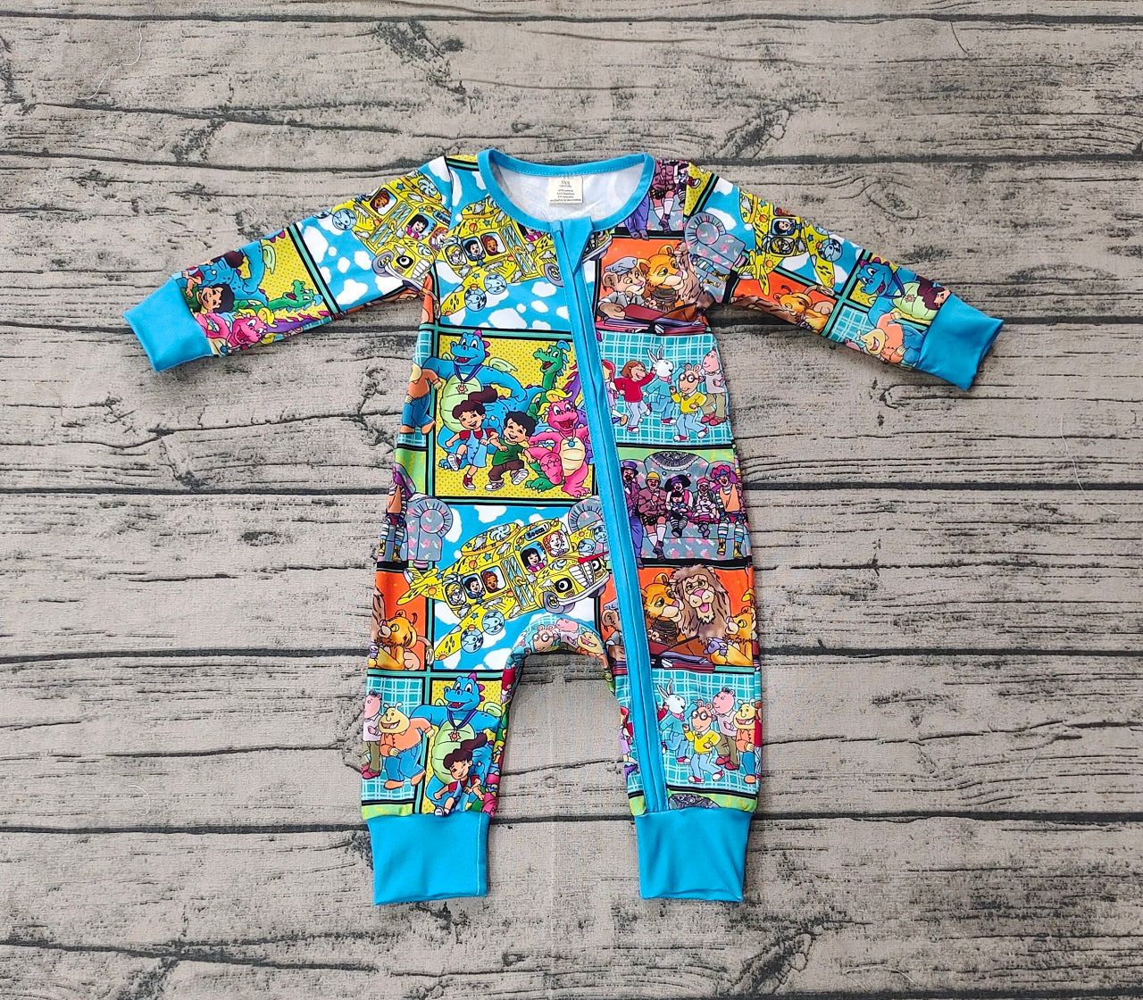 Baby Girl Long Sleeves Cartoon Long Sleeves Sleeper Zipper Bamboo Romper