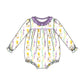 Pre-order Baby Girl Infant Long Sleeves Mardi Gras Purple Bubble Romper ( No moq )