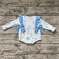 Baby Girl Infant Long Sleeves Blue Bows Bubble Romper