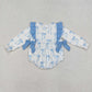 Baby Girl Long Sleeves Blue Bows Sibling Romper Clothes Set
