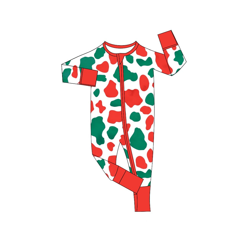 Pre-order Baby Boy Infant Red Green Camo Zipper Christmas Romper