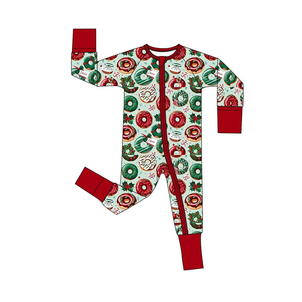 Pre-order Baby Girl Infant Christmas Donuts Zipper Romper