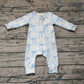 Baby Girl Infant Long Sleeves Blue Bows Zipper Romper