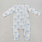 Baby Girl Long Sleeves Blue Bows Sibling Sisters Romper Clothes Set