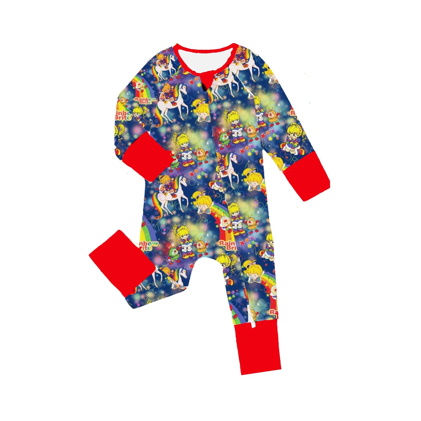 Pre-order Baby Girl Infant Long Sleeves Rainbow Unicorn Zipper Romper