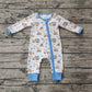 Baby Boy Infant Long Sleeves Valentine Tractors Hearts Zipper Romper