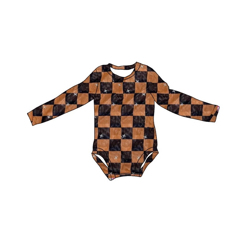 Pre-order Baby Kids Infant Long Sleeves Checkered Bubble Romper