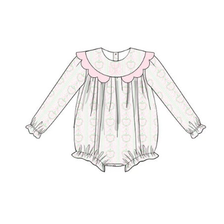 Preorder Baby Girl Infant Long Sleeves Valentines Hearts Flower Bubble Romper
