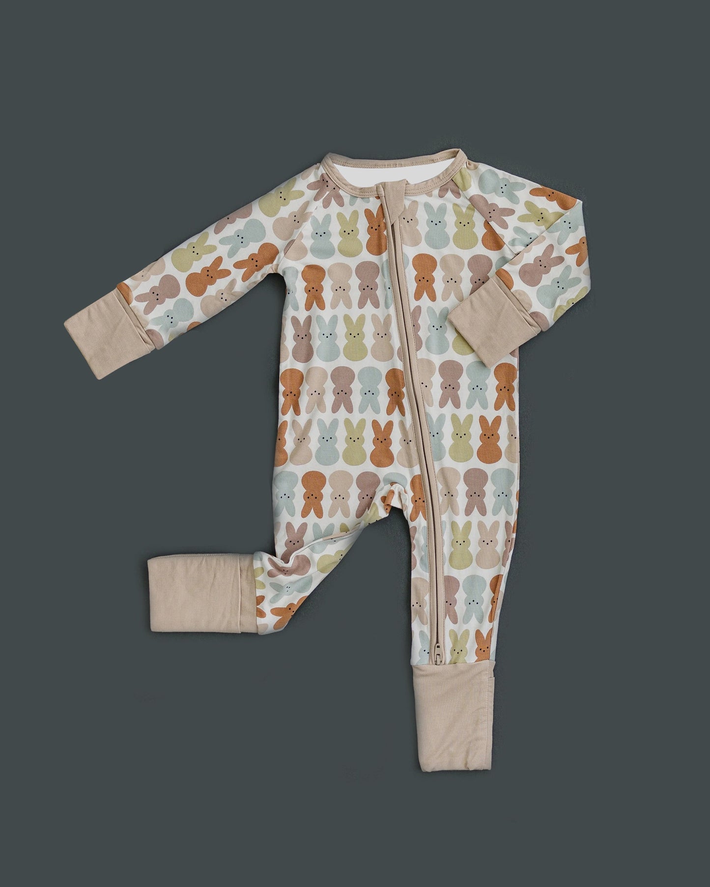 Preorder Baby Girl Long Sleeves Easter Rabbit Zipper Pajamas Romper