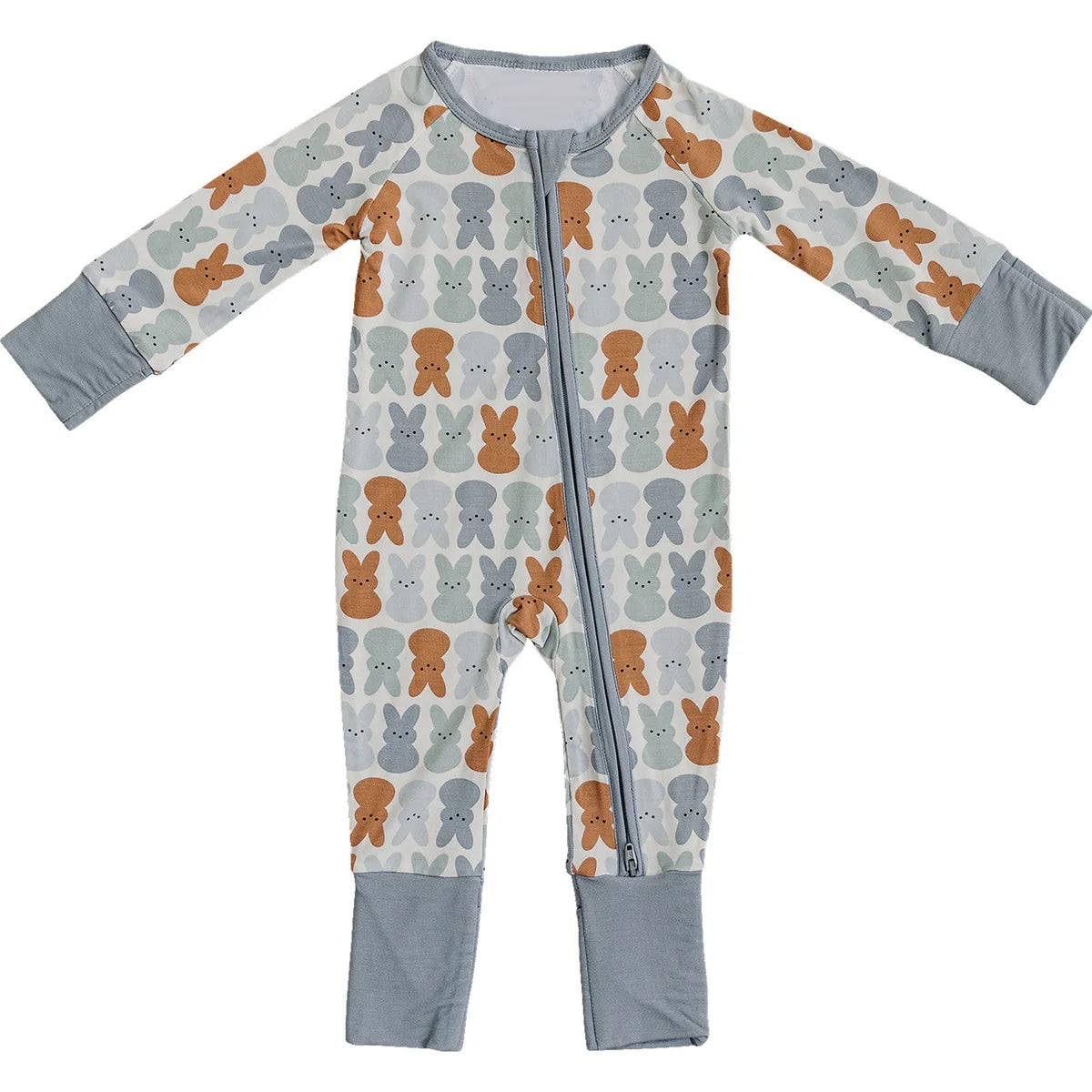 Preorder Baby Boy Long Sleeves Easter Rabbit Zipper Pajamas Romper