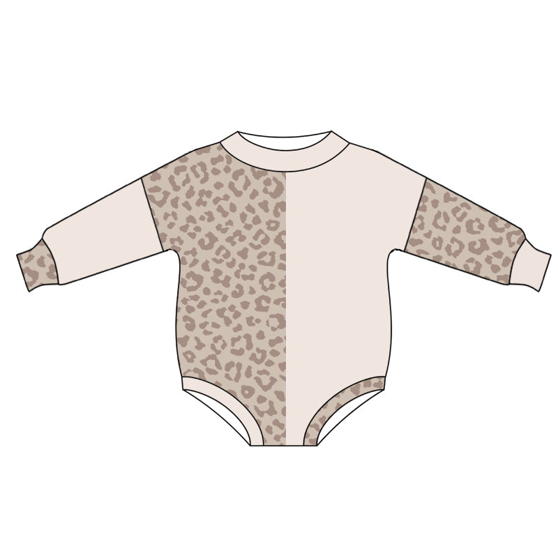 Preorder Baby Girl Infant  Long Sleeves Leopard Bubble Romper