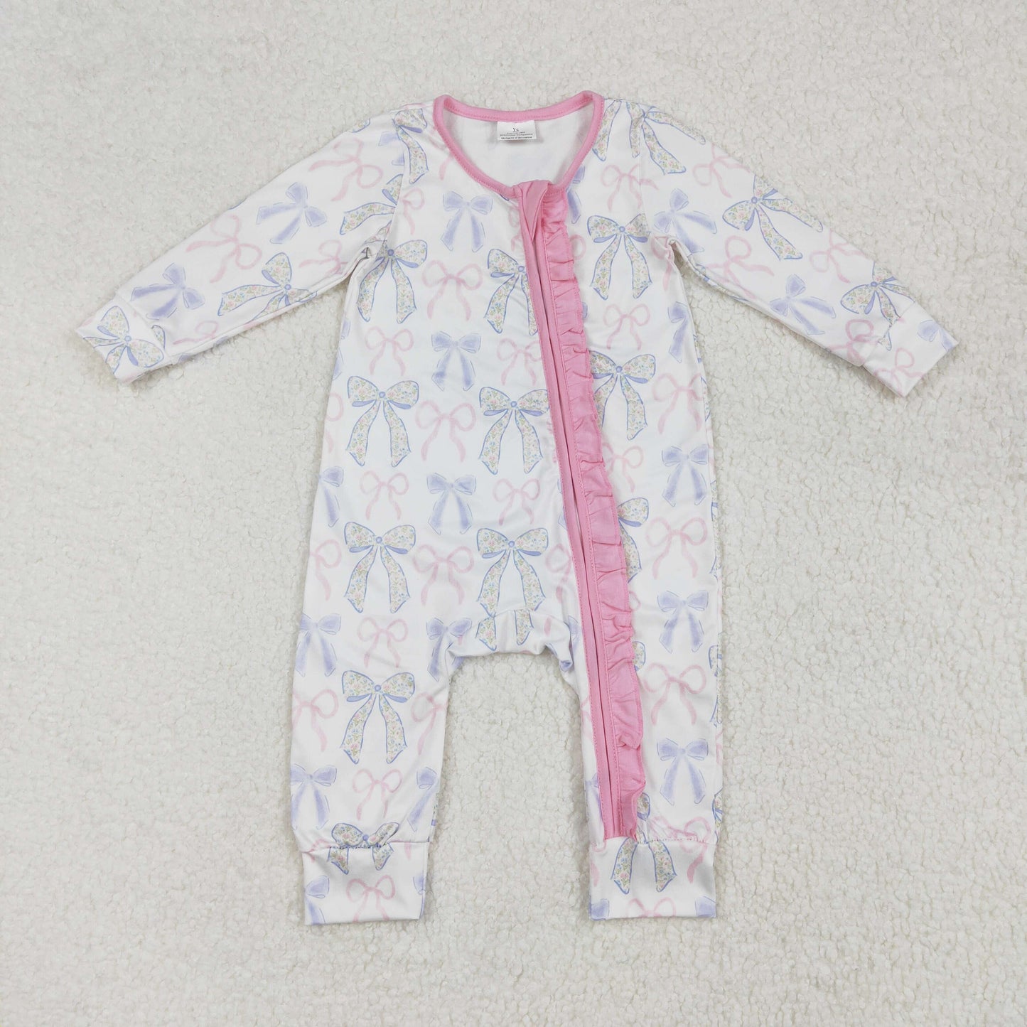 Sibling Baby Girls Floral Bows Zipper Footie Romper Blanket Clothes RTS