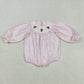 Sibling Baby Girls Long Sleeves Plaid Smocked Embroidery turkey Thanksgiving Romper RTS