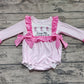 Baby Girl Infant Long Sleeves Western Boots Bows Pink Plaid Romper RTS