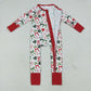 Sibling Baby Boys Girls Kids Christmas Bows Santa Two-way Zipper Footie Sleeper Rompers RTS
