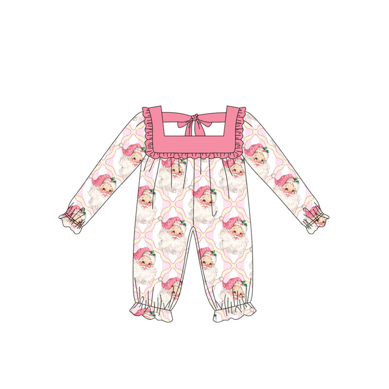( Moq 5 ) Preorder Baby Girl Long Sleeves Christmas Santa Bows Romper