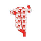 Baby Girl Long Sleeves Christmas Santa Red Bows Zipper Romper RTS