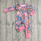 Baby Girl Infant Long Sleeves Flower Zipper Pajamas Romper RTS