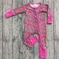 Baby Girl Toddler Long Sleeves Leopard Pink Zipper Romper RTS