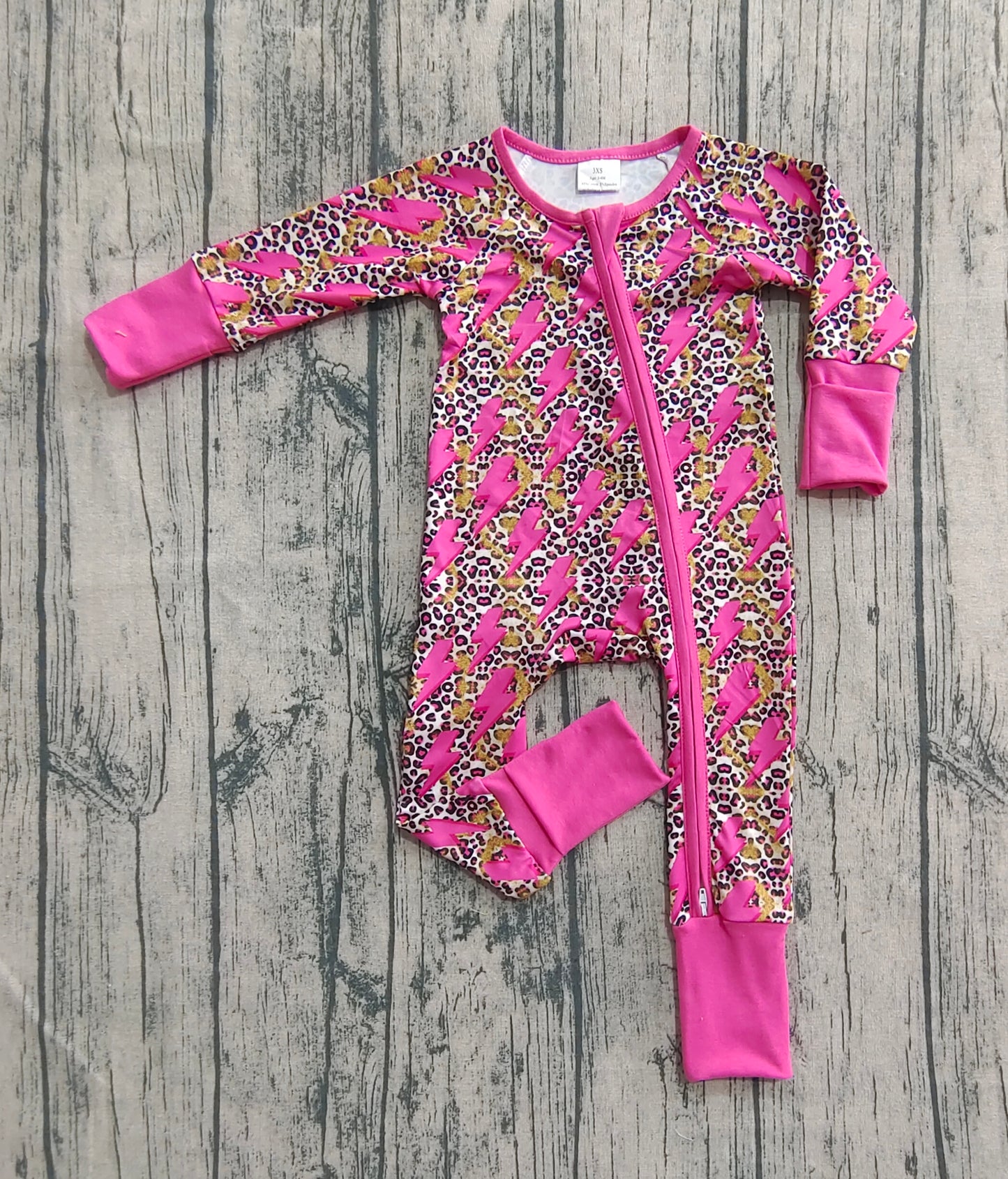 Baby Girl Toddler Long Sleeves Leopard Pink Zipper Romper RTS