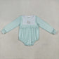 Baby Girl Long Sleeves Green Plaid Embroidery Jesus Sibling Romper Set RTS