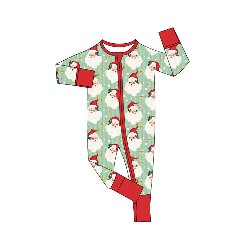 ( Moq 5 ) Preorder Baby Girl Long Sleeves Santa Christmas Zipper Romper