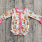 Baby Girl Long Sleeves Christmas Cake House Buttons Bubble Romper RTS