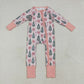 Baby Girl Long Sleeves Christmas Trees Pink Bows Sibling Romper Pajamas Set RTS