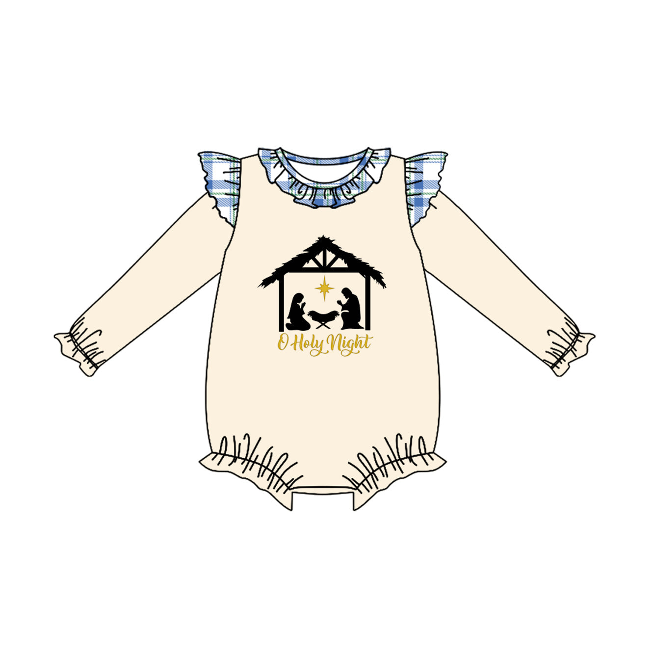 ( Moq 5 ) Preorder Baby Girl Long Sleeves Jesus Nativity Bubble Romper