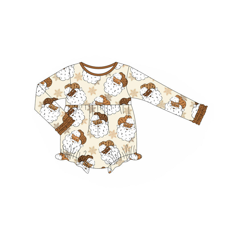 ( Moq 5 ) Preorder Baby Girl Long Sleeves Santa Christmas Bubble Romper