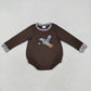 Baby Boy Long Sleeves Embroidery Camo Ducks Sibling Brown Romper Outfit Clothes RTS