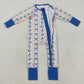 Baby Girl Toddler Blue Bows Flower Sibling Romper Pajamas Set Clothes RTS