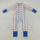 Baby Girl Toddler Blue Bows Flower Sibling Romper Pajamas Set Clothes RTS
