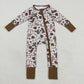 Baby Boy Long Sleeves Pumpkins Western Cow Boots Cactus Sibling Fall Pajamas Romper Set RTS