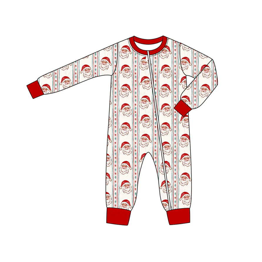 ( Moq 5 ) Preorder Baby Boy Infant Long Sleeves Santa Christmas Zipper Romper