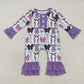 Baby Girl Long Sleeves Halloween Bows Sibling Purple Romper Pajamas Outfit Clothes RTS