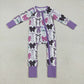 Baby Girl Long Sleeves Halloween Bows Sibling Purple Romper Pajamas Outfit Clothes RTS