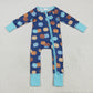 Sibling Baby Girls Colorful Ghost Pumpkins Fall Halloween Zipper Footie Rompers