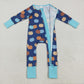 Sibling Baby Girls Colorful Ghost Pumpkins Fall Halloween Zipper Footie Rompers
